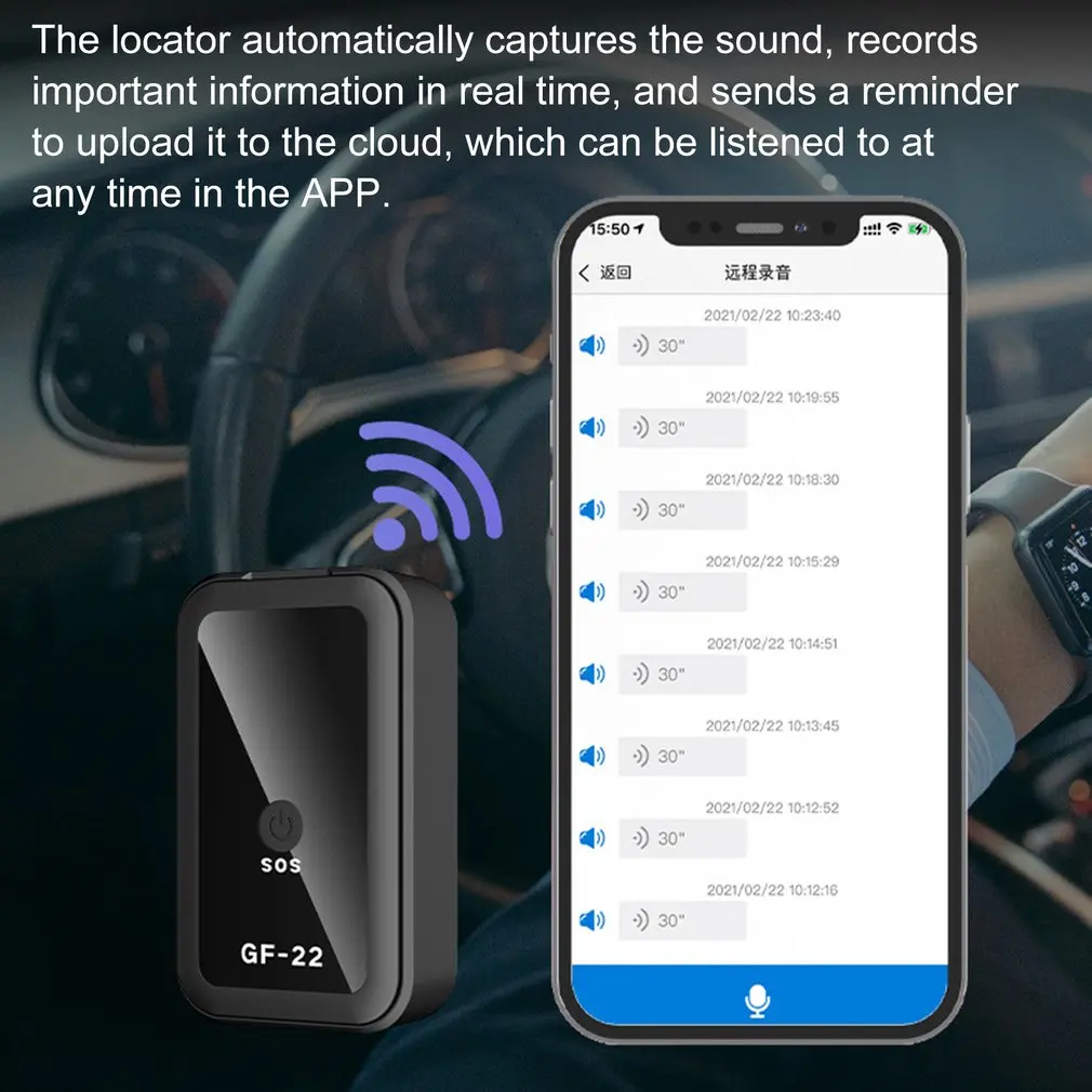 GF-22 Car Tracker Mini Car GPS Locator Anti-Lost Recording Tracking Device With Voice Control Phone Wifi + LBS + AGP Position