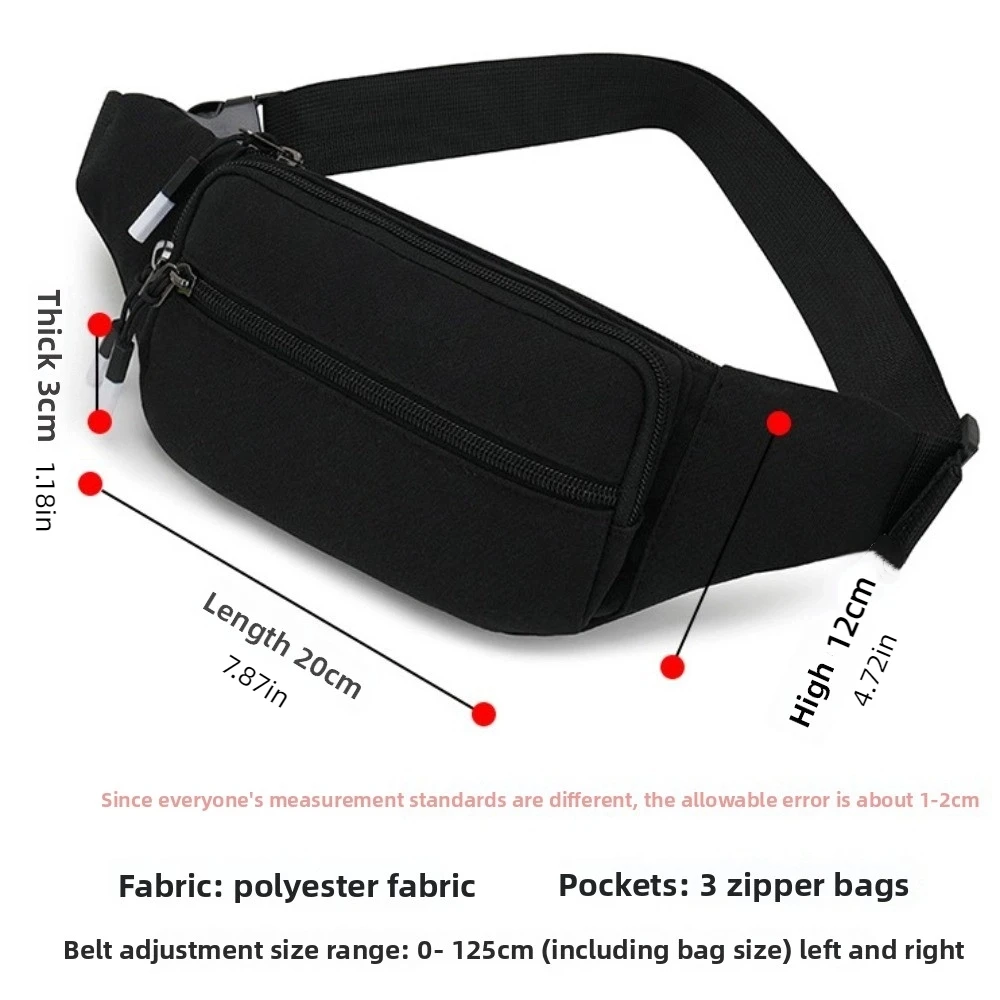 Sports Style Crossbody Chest Bag Multi-function Wear-resistant Men Fanny Phone Pack Lightweight Black Blue Running Waist Bag
