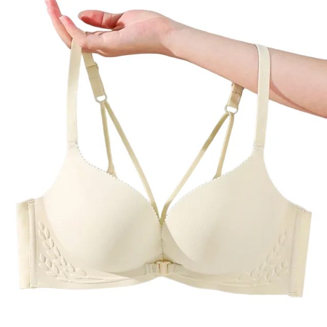 KUCLUTFront Button Beautiful Back Bra For Women With Small Breasts, Seamless, Flat Chest, Side Breasts, No Steel Ring, Large Bra