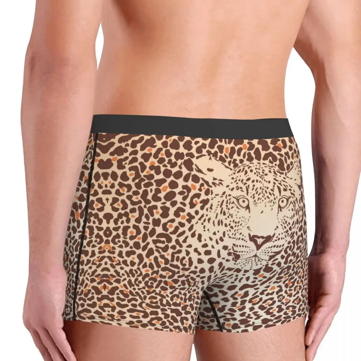 Custom Novelty Tropical Wild Animal Leopard Skin Leather Texture Boxers Shorts Panties Men\'s Underpants Stretch Briefs Underwear