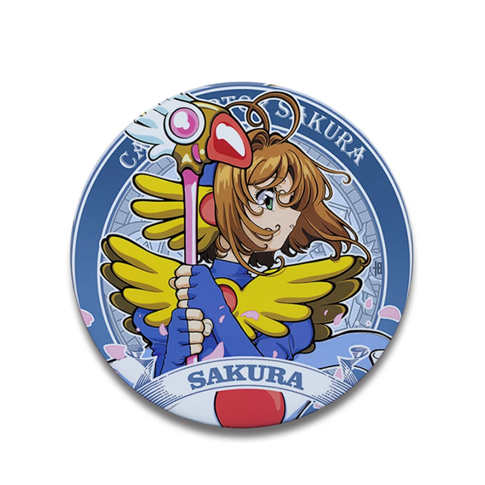 58mm Anime KINOMOTO Card Captor Sakura CCS Tomoyo Daidoji CERBERUS Li Meiling COSTUME Cosplay Distintivo Pin SPTE Spilla in banda stagnata
