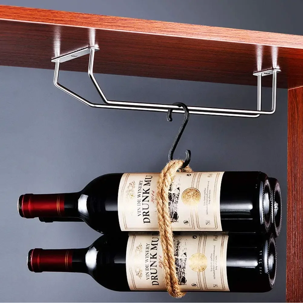 

Stainless Steel Rack Bar 34CM Wine Glasses Holder Bartender Stemware Hanging Rack Under Cabinet Stemware Organizer Glass Goblet