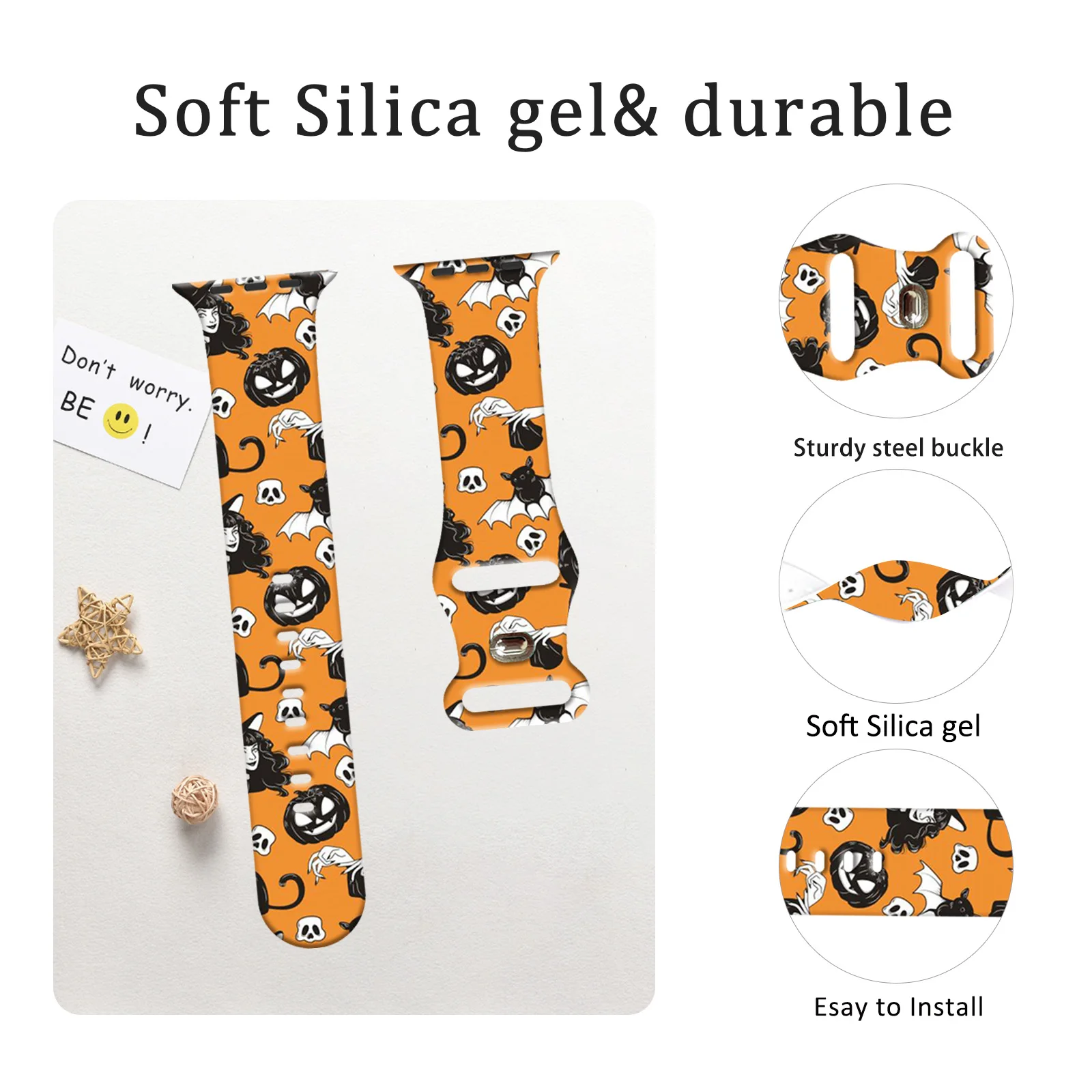 Ремешок с принтом Ghost Cat Shadow для Apple Watch 46 мм, 45 мм, 42 мм, 40 мм, сменный браслет для iWatch 11 10 9 8 7 Band