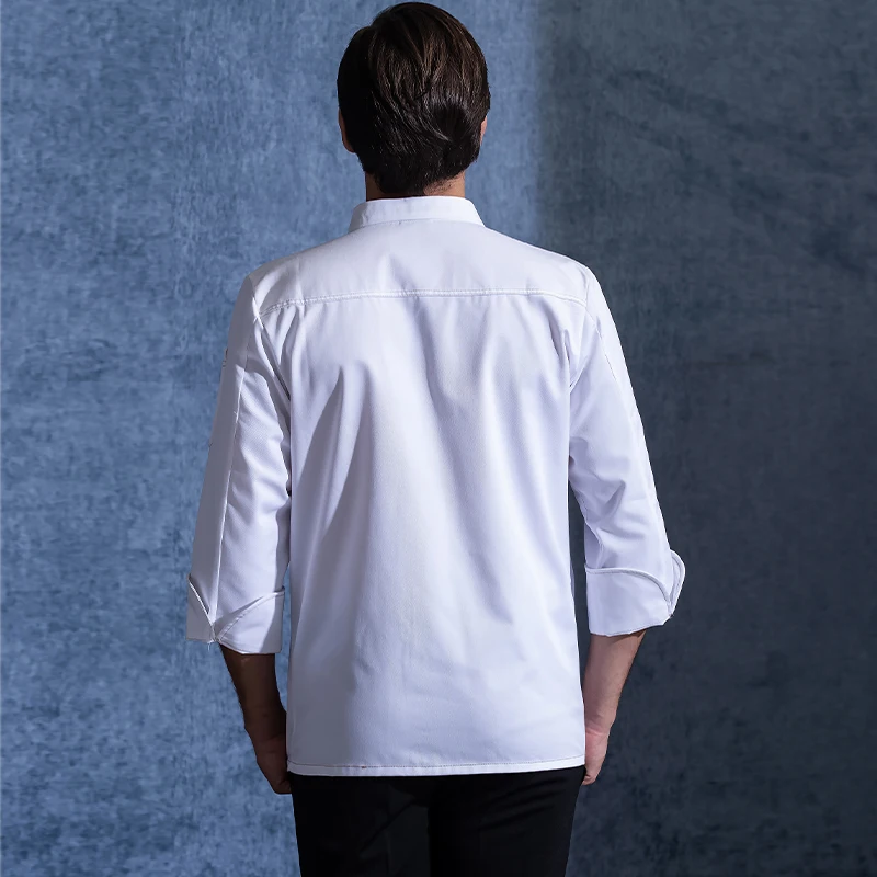 Hurtowy zestaw 3-częściowy odzieży kucharskiej unisex: fartuch kuchenny, czapka kucharska, koszula kucharska z długim rękawem do piekarni, cateringu, odzież robocza dla kelnerów.