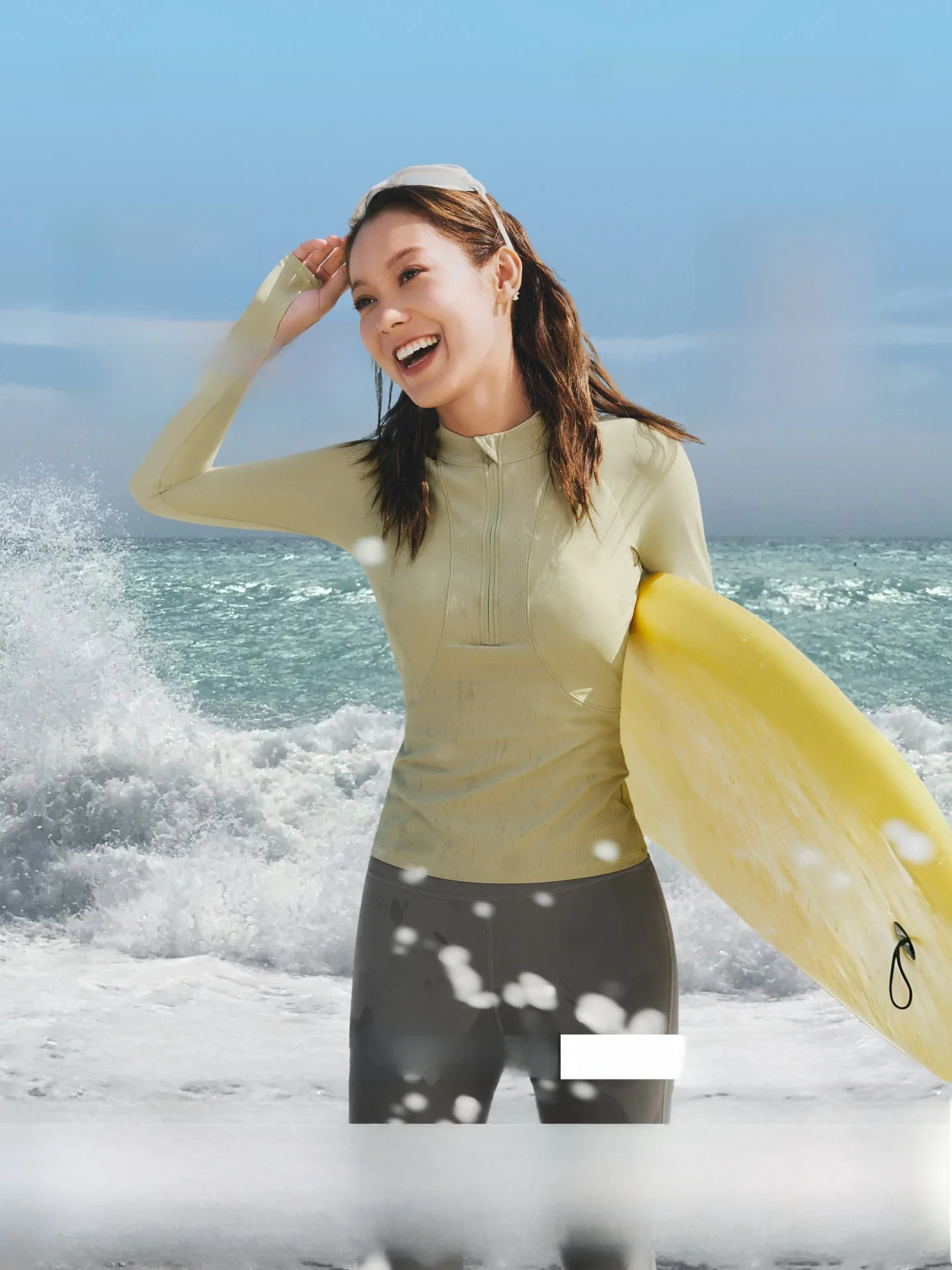 

Banana Le Women's Two-Piece Swimming Suit Summer Surfing Beach Floating Snorkeling Long Sve Qui Dry Swimwear Set