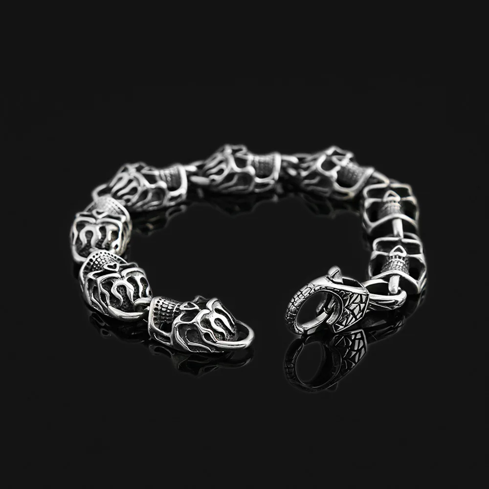 فاسق الصخرة الجمجمة سوار الفولاذ المقاوم للصدأ الهيب هوب الهيكل العظمي الرجال أساور أبدا تتلاشى دراجة نارية الذكور مجوهرات الحفلات دروبشيبينغ