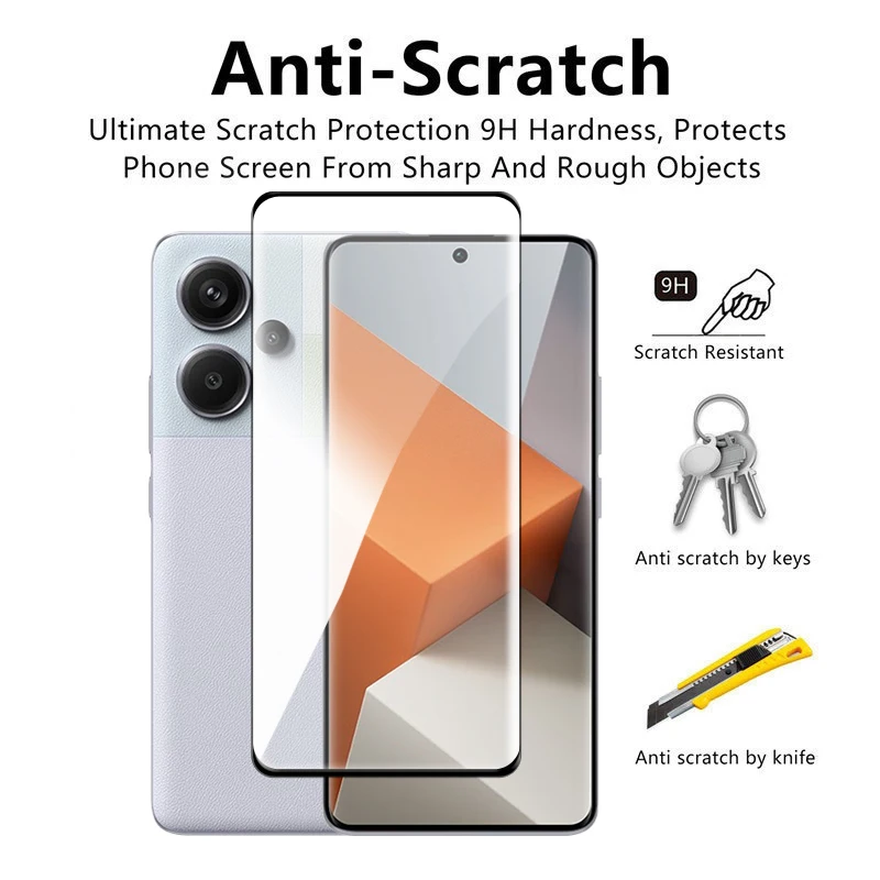 Voor Redmi Note 13 Pro + 5G Glas Voor Xiaomi Redmi Note 13 Pro Plus Gehard Glas 6.67 Inch Full Cover 3d Gebogen Schermbeschermer