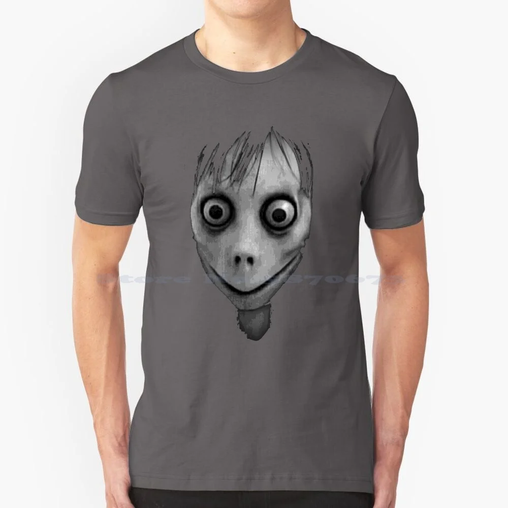 Momo T Shirt 100% Cotton Tee Momo Creepypasta Whatsapp Horror Black And White Eerie Dark Monster