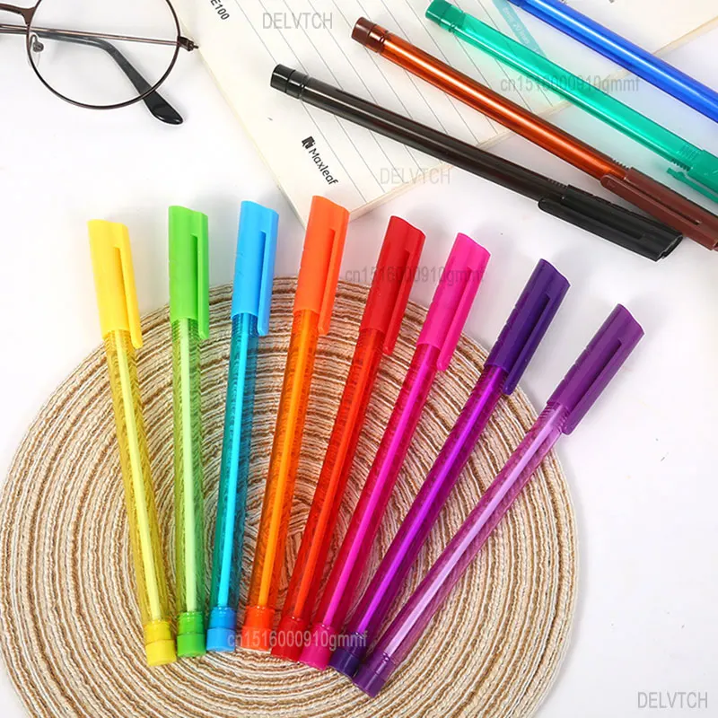 DELVTCH 12Pcs Color Set 1.0mm Dica Caneta Esferográfica Escritório Ball Pen Escola Estudante Escrita Desenho Papelaria Suprimentos Kids Presentes