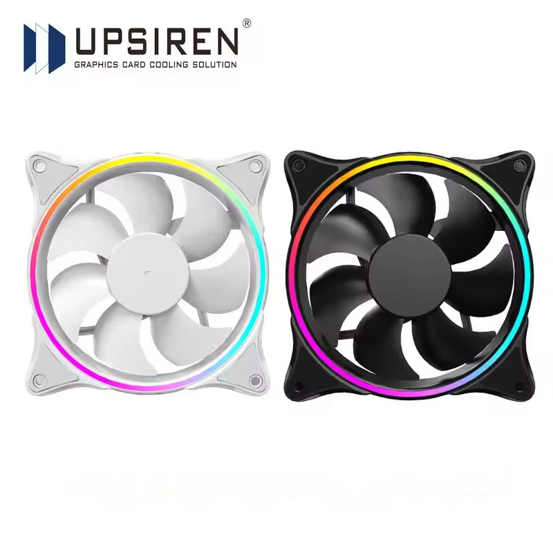 

UPSIREN CF-12 Корпусный вентилятор 12 см 5 В 3-контактный ARGB и 4-контактный ШИМ Высокопроизводительный бесшумный охлаждающий вентилятор Halo световой эффект