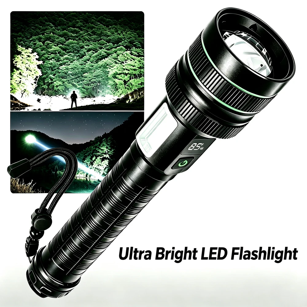 Super Long Range Tactical Torch High Power LED Flashlight USB Rechargeable Strong Light Lantern Lamp Waterproof Hiking Climbing