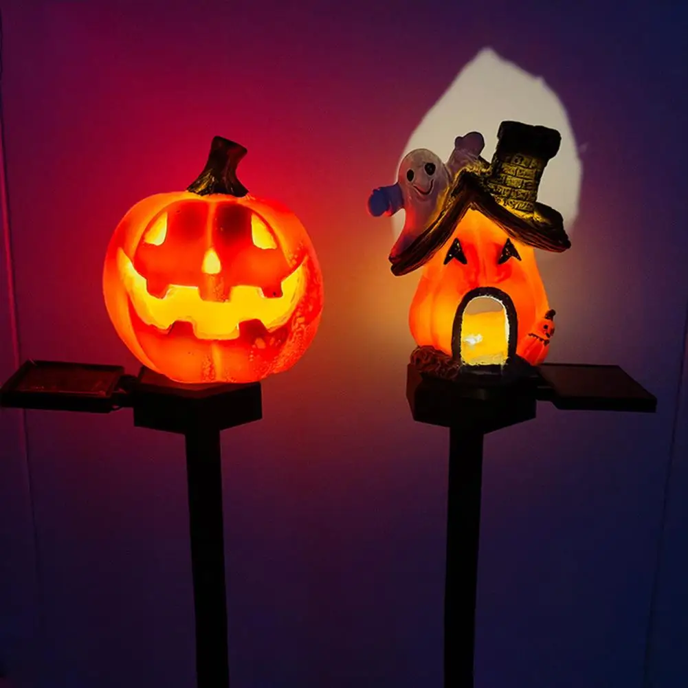 Automatic Dusk to Dawn Solar Pumpkin Garden Light with Witch Hat Ghost Waterproof Outdoor Lawn Stake Decor Led Owl for Party