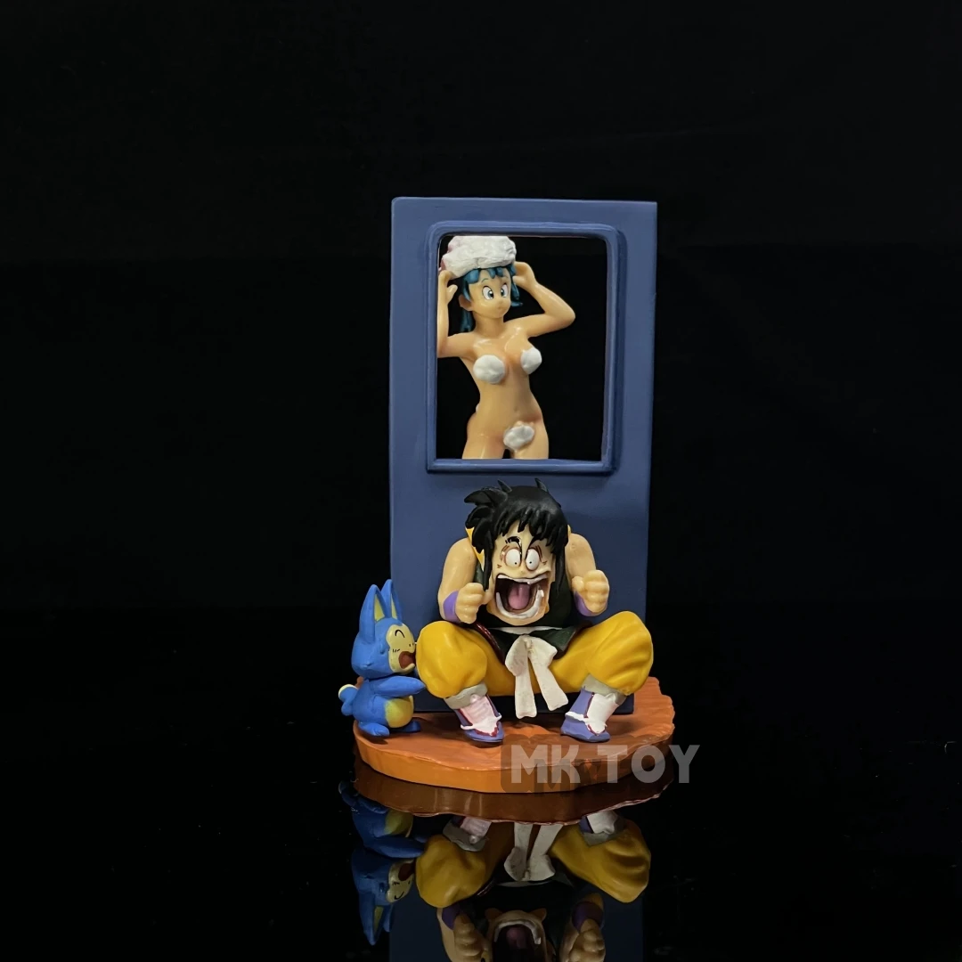 

9.5cm Anime Dragon Ball Z Yamcha Peep Bulma have bathing action figure model