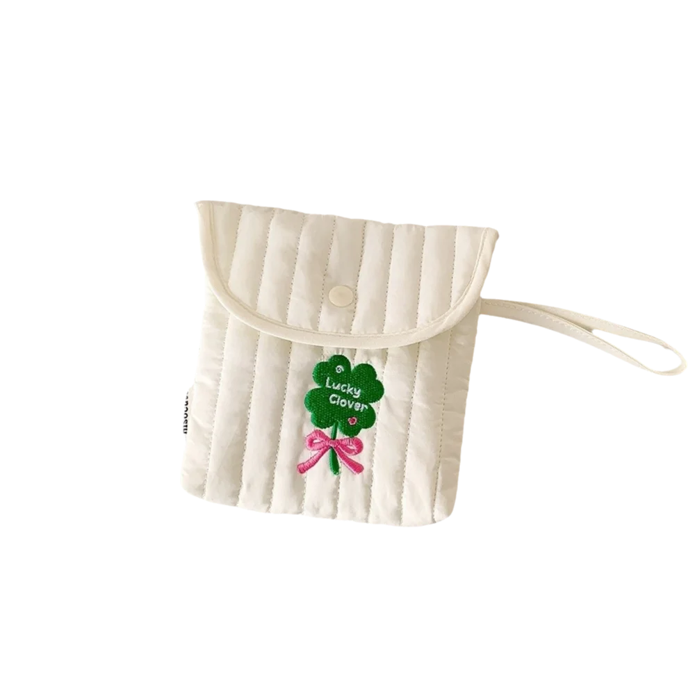 大容量刺繍チェリー化粧品袋スクエアリストバンド生理用ナプキン収納袋綿布小物バッグ