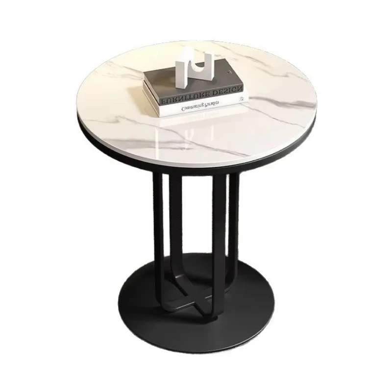 Light luxury small coffee table metal frame simple modern design multi-functional stone pattern desktop suitable