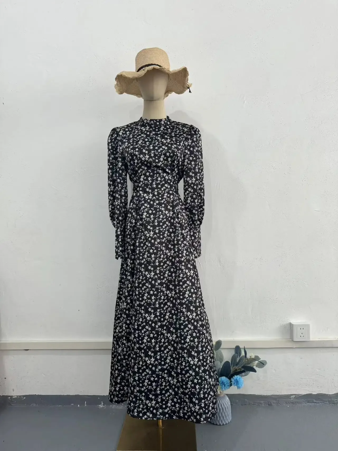 Vestido de satén Floral para mujer, ropa islámica suelta con cordones, Abaya de Dubai, Turquía, árabe, musulmán