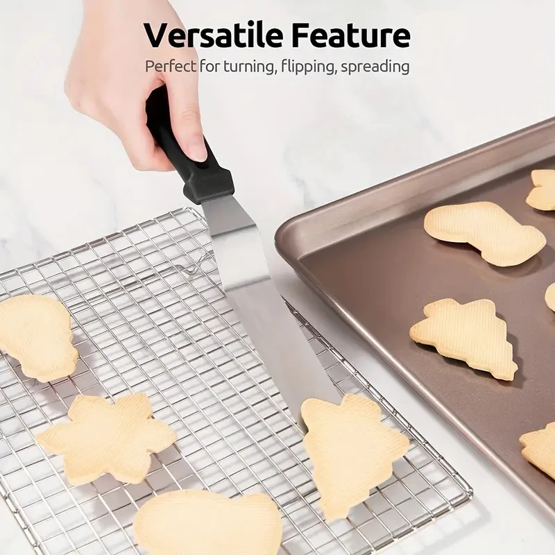 1PC Stainless Steel Cake Scraper 6/8/10 inch Plastic Handle Straight Curved Cream Spatula Baking Cake Cutter
