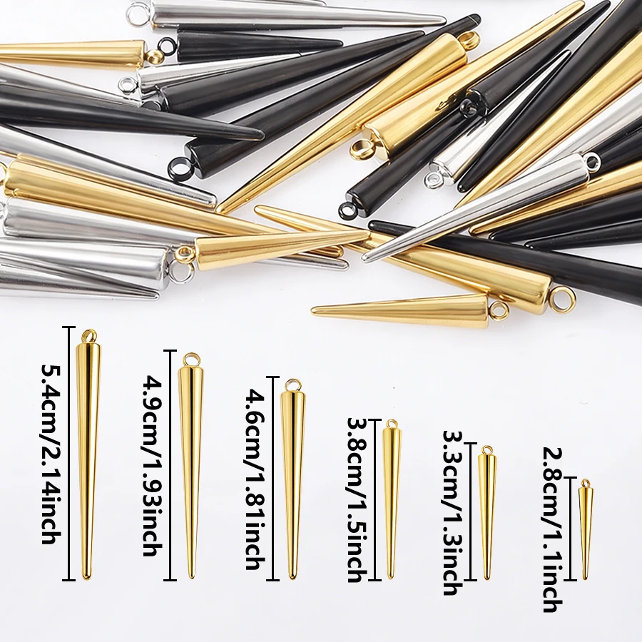 10Pcs Stainless Steel Hip Hop Rock Spike Rivet Pendant For Jewelry Making Retro Punk Tear Cone Pendentif Wholesale Accessories