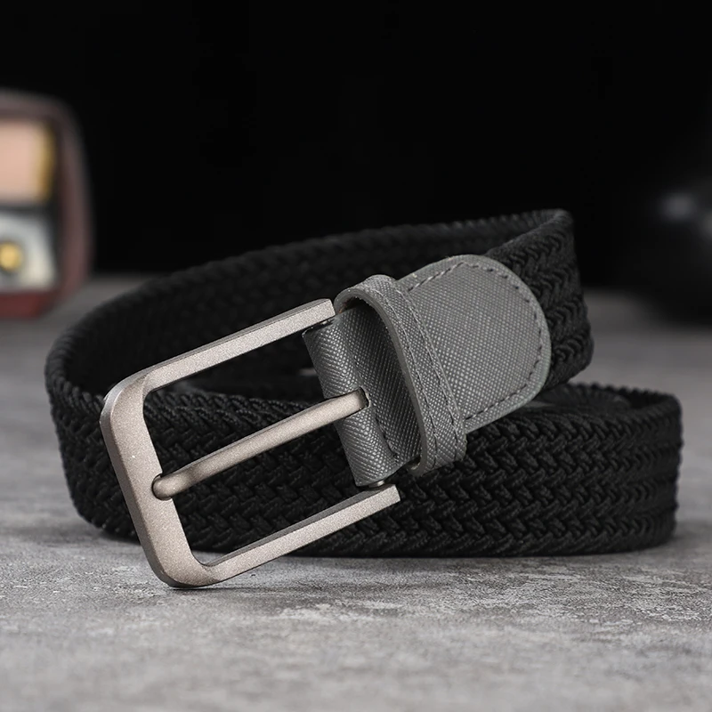 Elastic canvas belt with no holes and no need to punch holes, outdoor button belt for men, versatile and casual for students