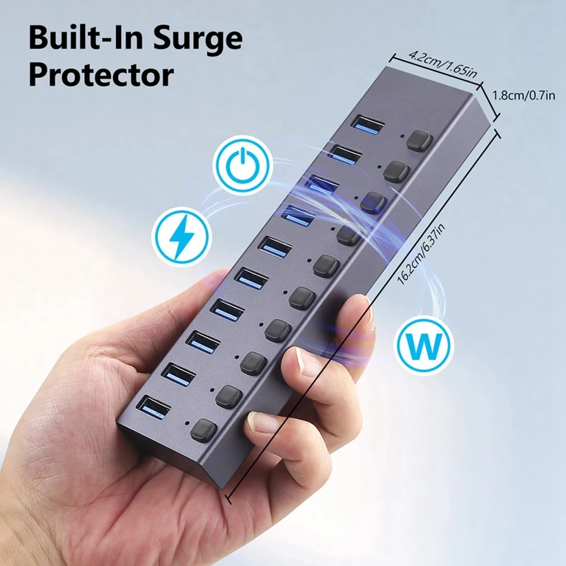 USB3.0 Splitter 10Port Charging Multi-Interface HUB With Switch Easy Install Easy To Use