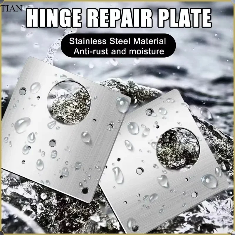 Stainless Steel Cabinet Door Hinge Repair Plate Cabinet Door Hinges Mounting Plate Kit with Screw Furniture Hardware Tools