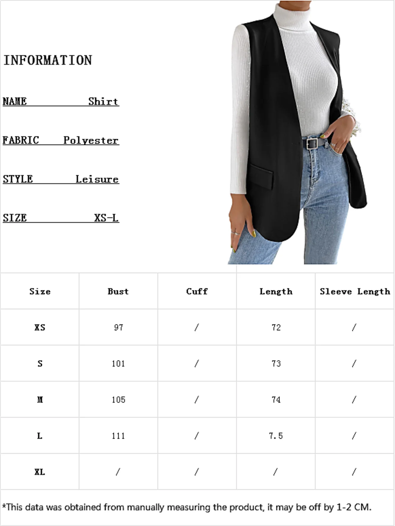 Spring and summer new workplace temperament sleereless loose fitting suit vest black outerwear sleeveless camisole