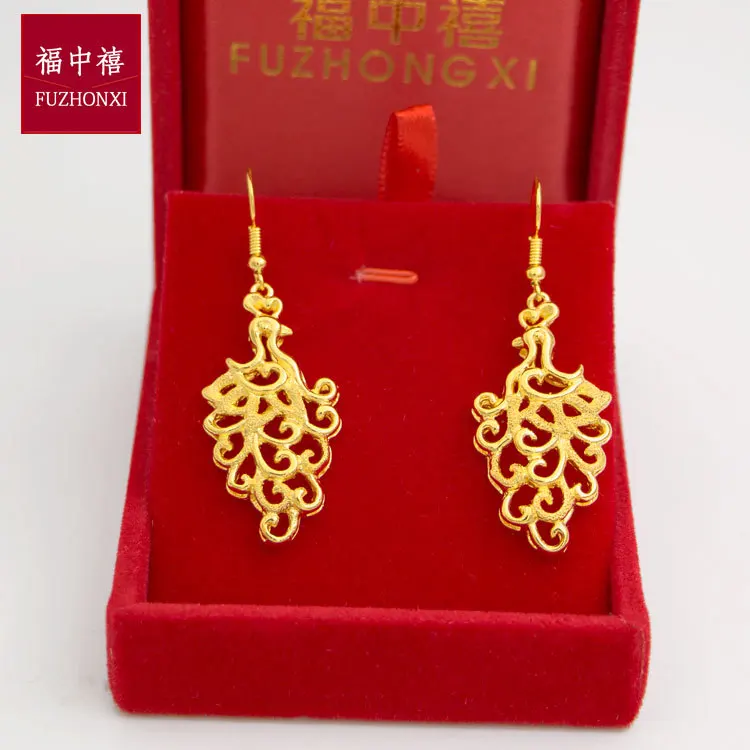 

Gold Shop Same Style 9999 24K Real Gold Women's Gold Earrings Earrings Earrings Girlfriend Birthday Gift Beautiful Luxury Jewelr
