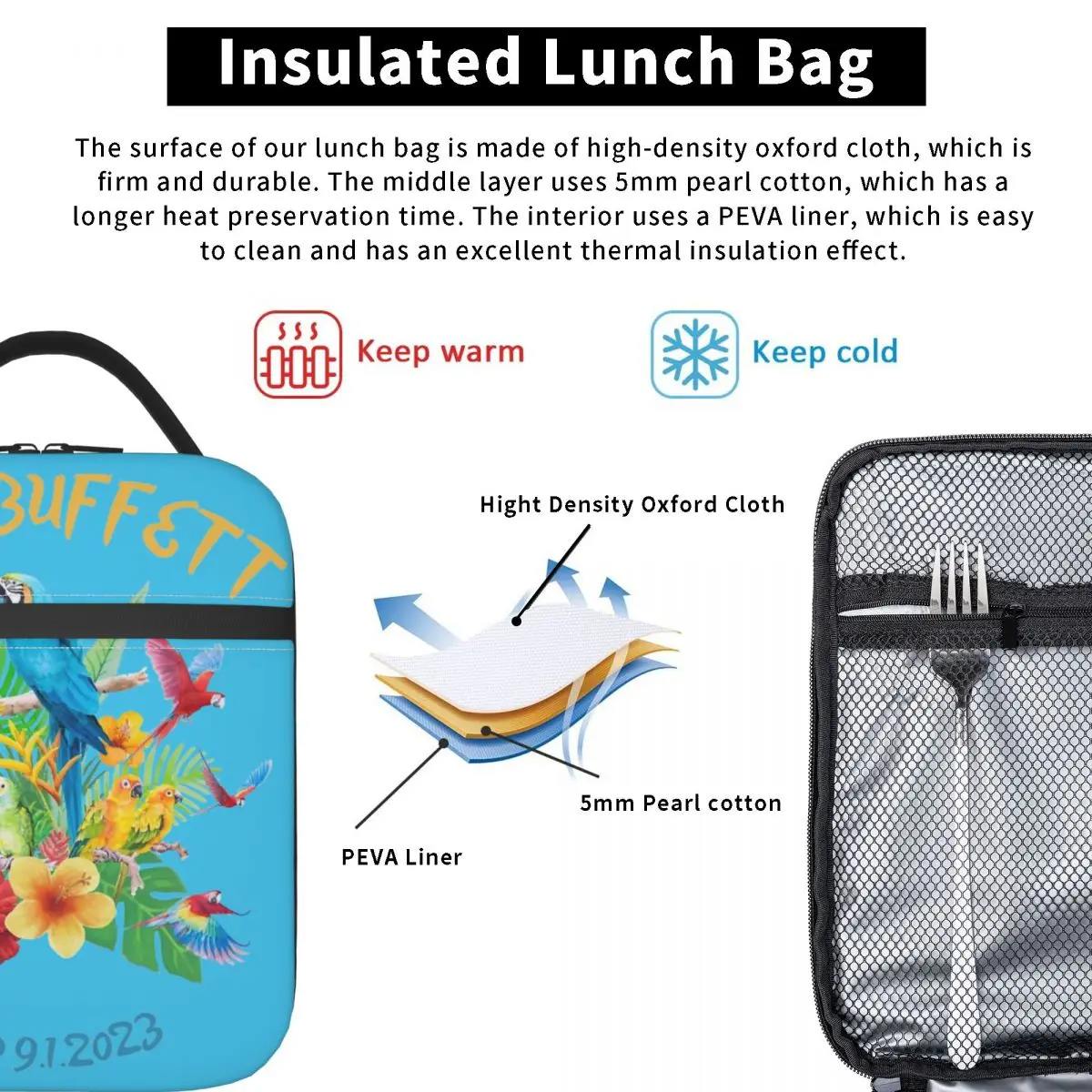 Jimmy Buffett R.I.P Merch Insulated Lunch Bag For Outdoor Food Storage Bag Portable Cooler Thermal Lunch Boxes