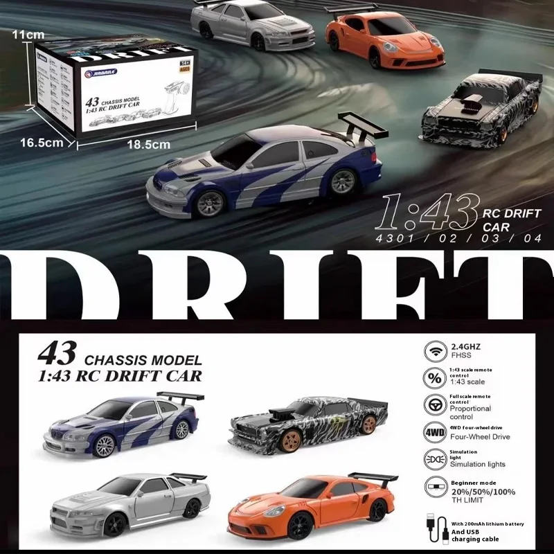 Articoli caldi GABO1/43 RC Auto Mini Auto da corsa 2.4G Radiocomando Drift Car 4WD Fuoristrada ad alta velocità Modello di veicolo a motore Giocattoli Giocattolo per bambini