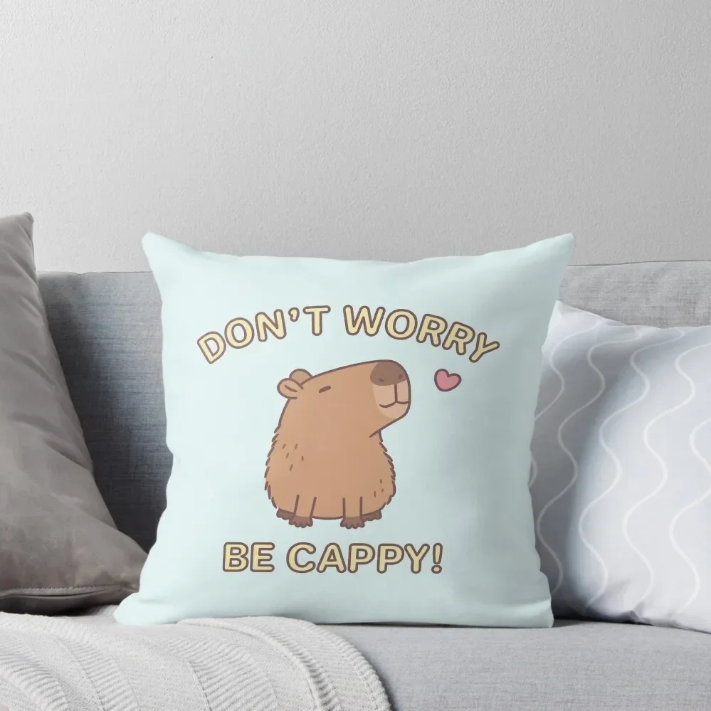 Funny Don't Worry Be Cappy, Happy Capybara Throw Pillow Pillow Case Christmas Bed pillowcases Marble Cushion Cover pillow