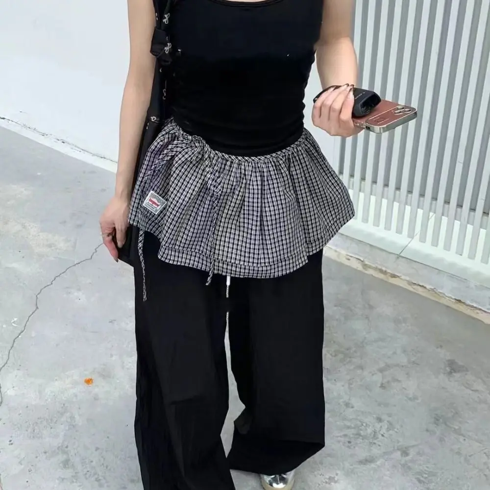

Soft Sweet Lattice Mini Skirt Waist Blet Decorative Hight Waist Half Body Skirt Korean Style Y2K Ruffled Edge Skirt Party