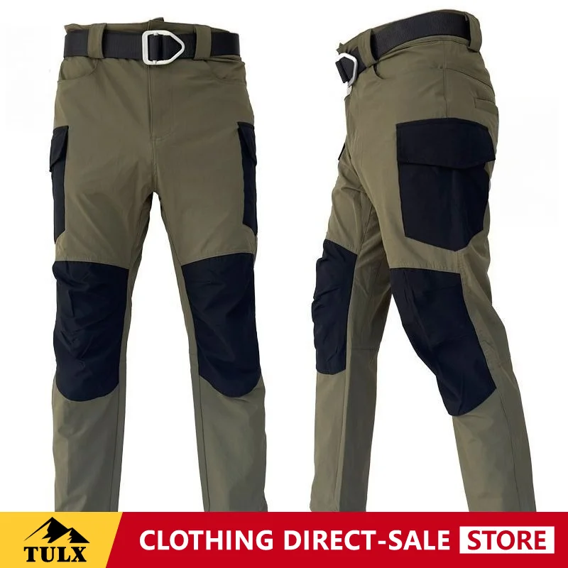 Black Gray Lightweight Tactical Pants Quick Drying Elastic Three-dimensional Cutting Color Blocking  Trousers Outdoor Work Pants