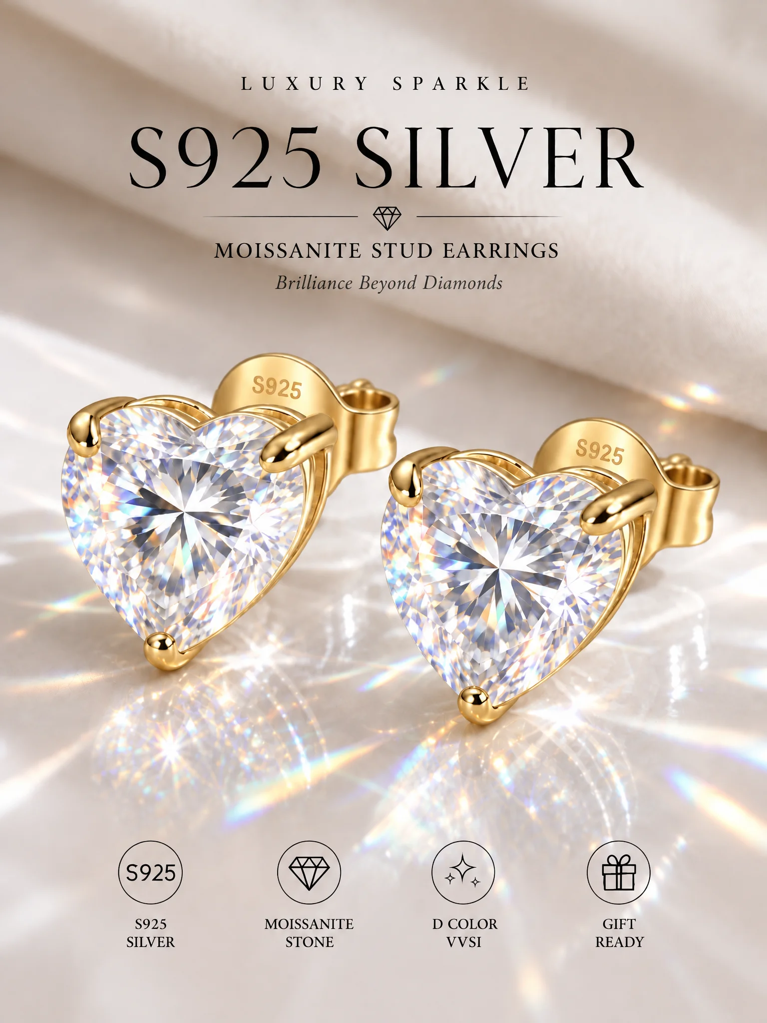 S925 Sterling Silber Strahlende Form 3EX Schliff Zertifizierter 2,0ct Moissanit Damen-Ohrringe Party-Schmuck Geschenke Mit GRA-Zertifikat – Detail 3