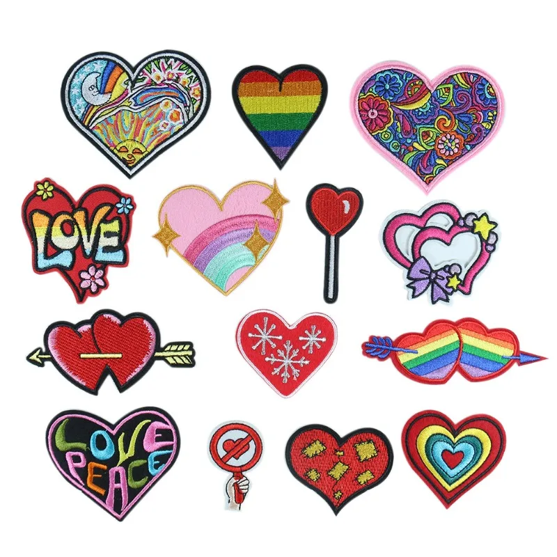

Computer Embroidery Rainbow Love Love Embroidery Label Children's Clothing Accessories Adhesive Patch Sticker Spot Embroidery