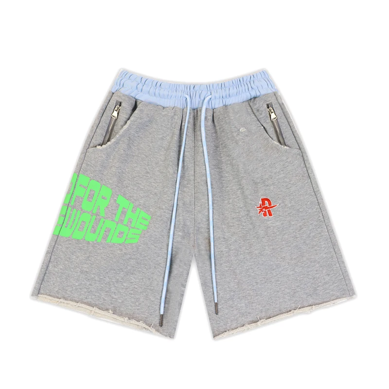 26SS New Rough Play Men's Sets American Style Retro Washed Outdated Trend Skull Print Hoodie Shorts Two Piece Sets view 3