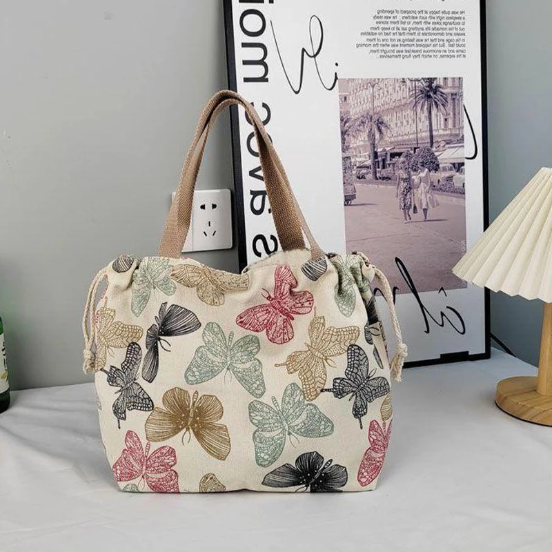 Bolso de mano con estampado informal, bolsa de almuerzo de gran capacidad, a la moda