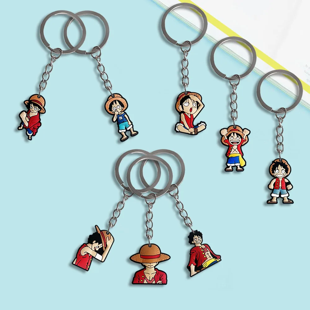 Porte-clés personnage de dessin animé une pièce, porte-clés en PVC, pendentif sac à dos, accessoires pour enfants, cadeau d'anniversaire pour enfants