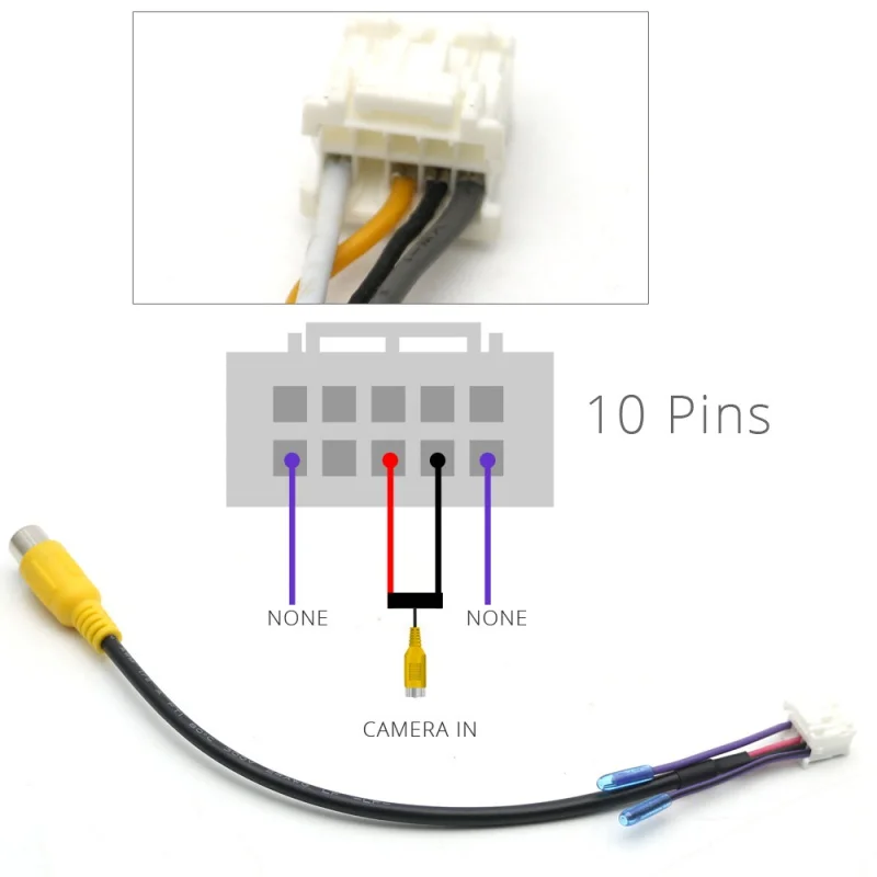 10 Pin RCA Camera Video Input Reversing Parking Cable Adapter Wiring Connector Android Radio