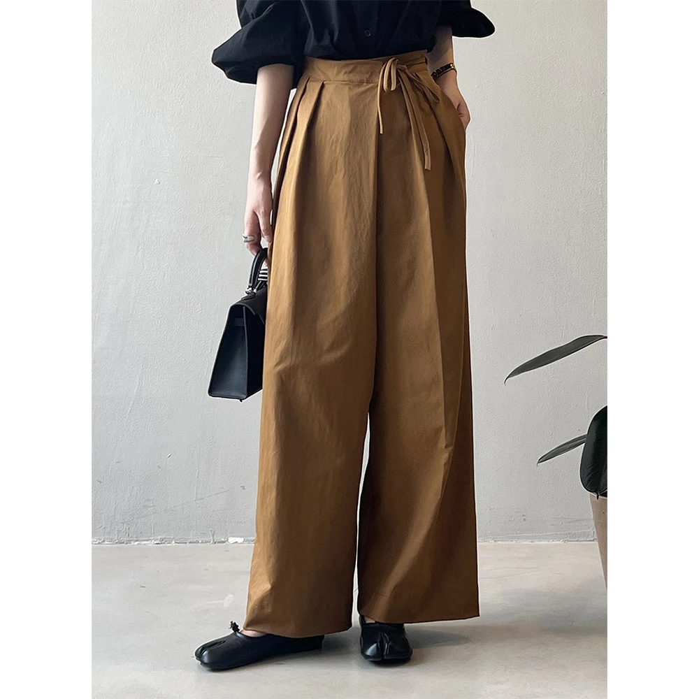 2026 Women Casual Wide Leg High Waist Pants Fashion Clothes Black Brown Pants Female Trousers