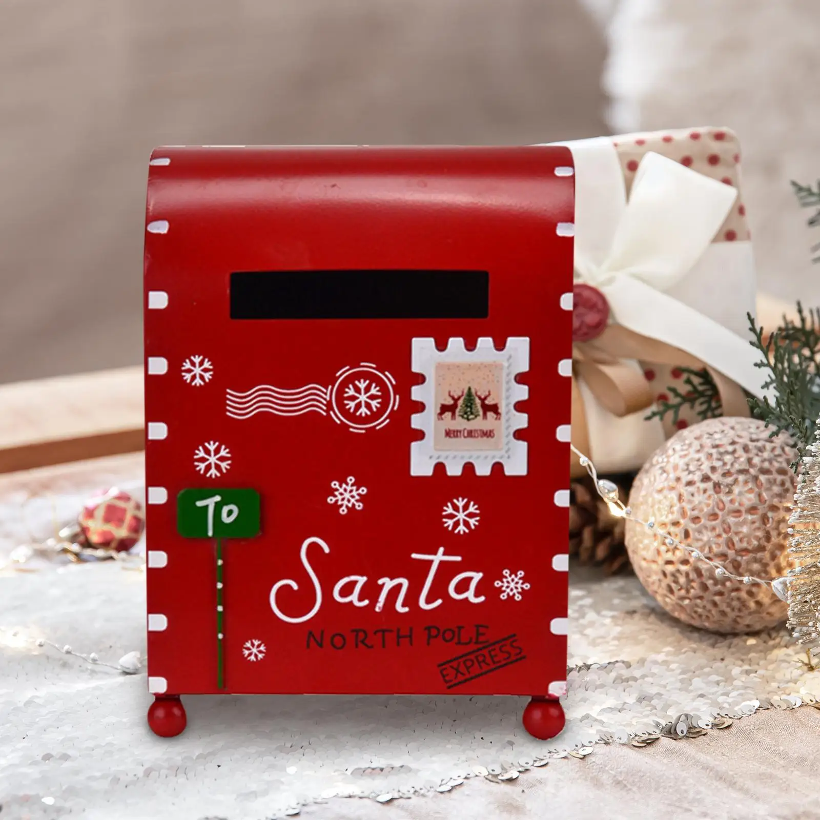 Christmas Decoration Mailbox Mini Mailbox Postbox Christmas Letter Box for Wedding Party Home Porch Farmhouse Xmas Party