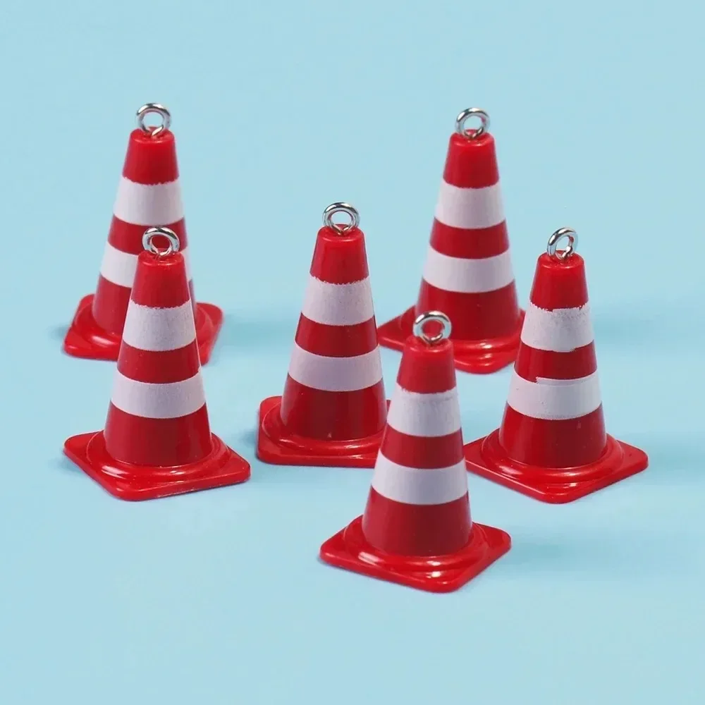 Cute Mini Traffic Cones Road Barricade Plastic Charms Tiny Traffic Sign Pendants For DIY Earring Necklace Keychain Jewelry