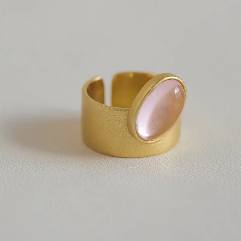 

925 Silver Open Finger Ring Colorful CZ Elegant Vintage Gold Color Matte Wide For Women Girl Jewelry Gift Dropship Wholesale