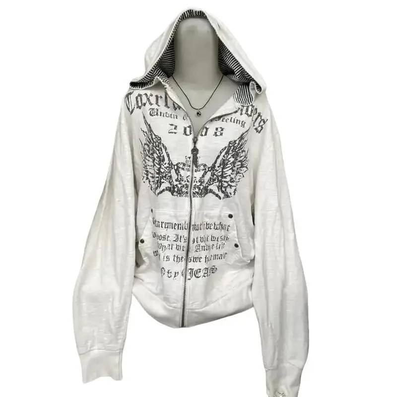 

Retro Rock Sweatshirt L 93707 Zip Hoodie Women's Fashion Spring Collection Comfortable Fit Casual Outerwear