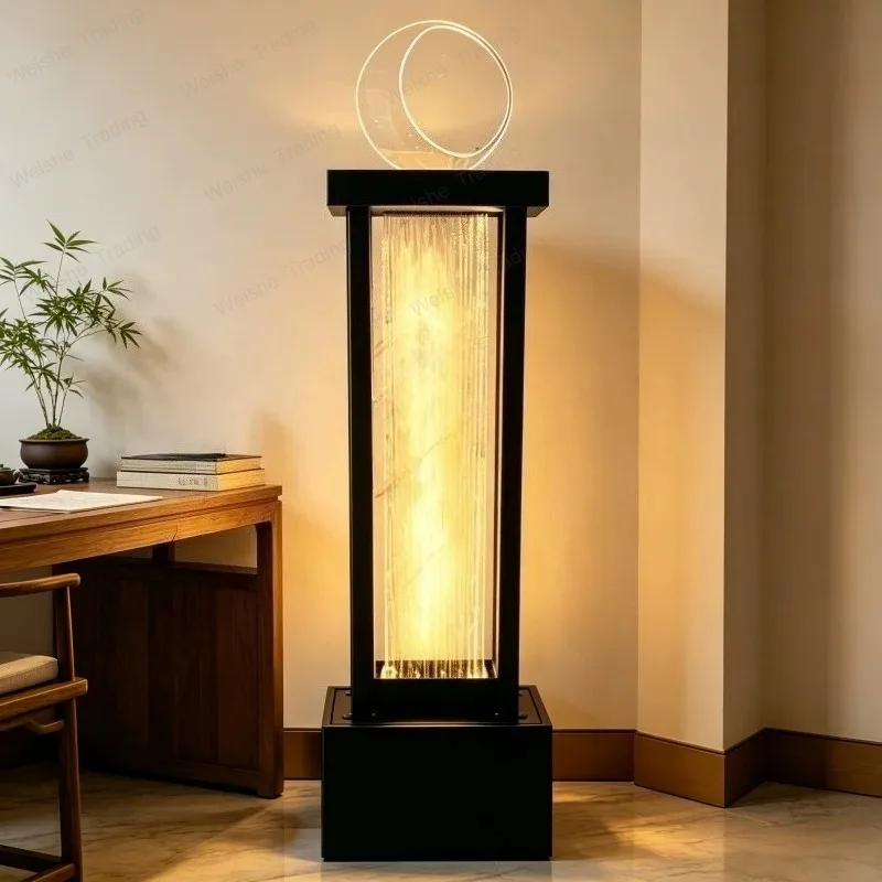 Modern simple floor-to-ceiling running water ornament office decoration with light circulation water and rain curtain