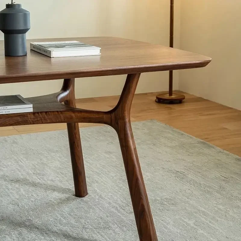 Imported North American black walnut dining table and chair combination solid wood rectangular