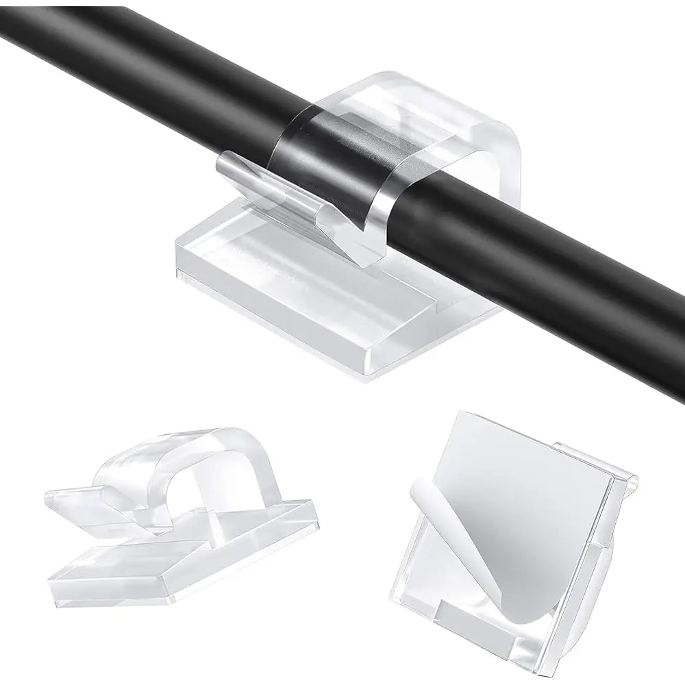 

110Pcs Cable Clips with Adhesive Tapes, Wire Holder Organizer Cord Management for Car, Office and Home by - Clear