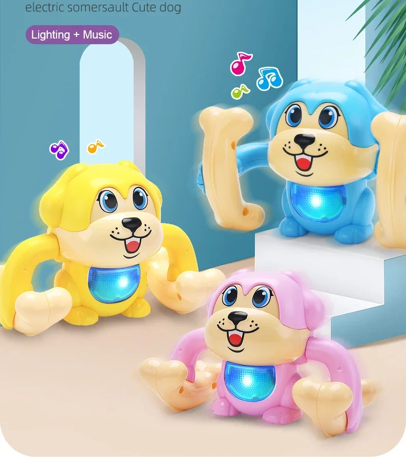 Juguete eléctrico con Control de voz para bebé, perro de dibujos animados, música ligera, divertido, regalo para niños