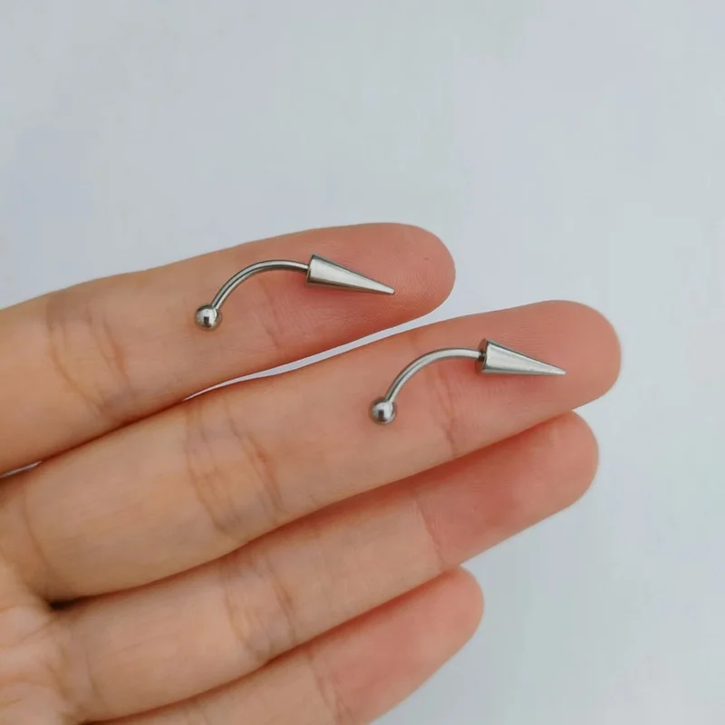 2PCS 316L Stainless Steel Eyebrow Piercing Spike Ring Curved Eyebrow Jewelry Punk Piercing Hypoallergenic Earring