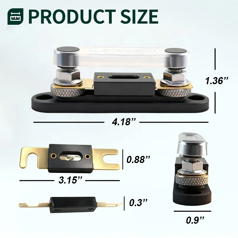 Heavy Duty Straight in ANL Fuse Holder for Automobiles and Ships  Copper 32V 30-500A Breaking Capacity  5/16 Inch Screw Terminal