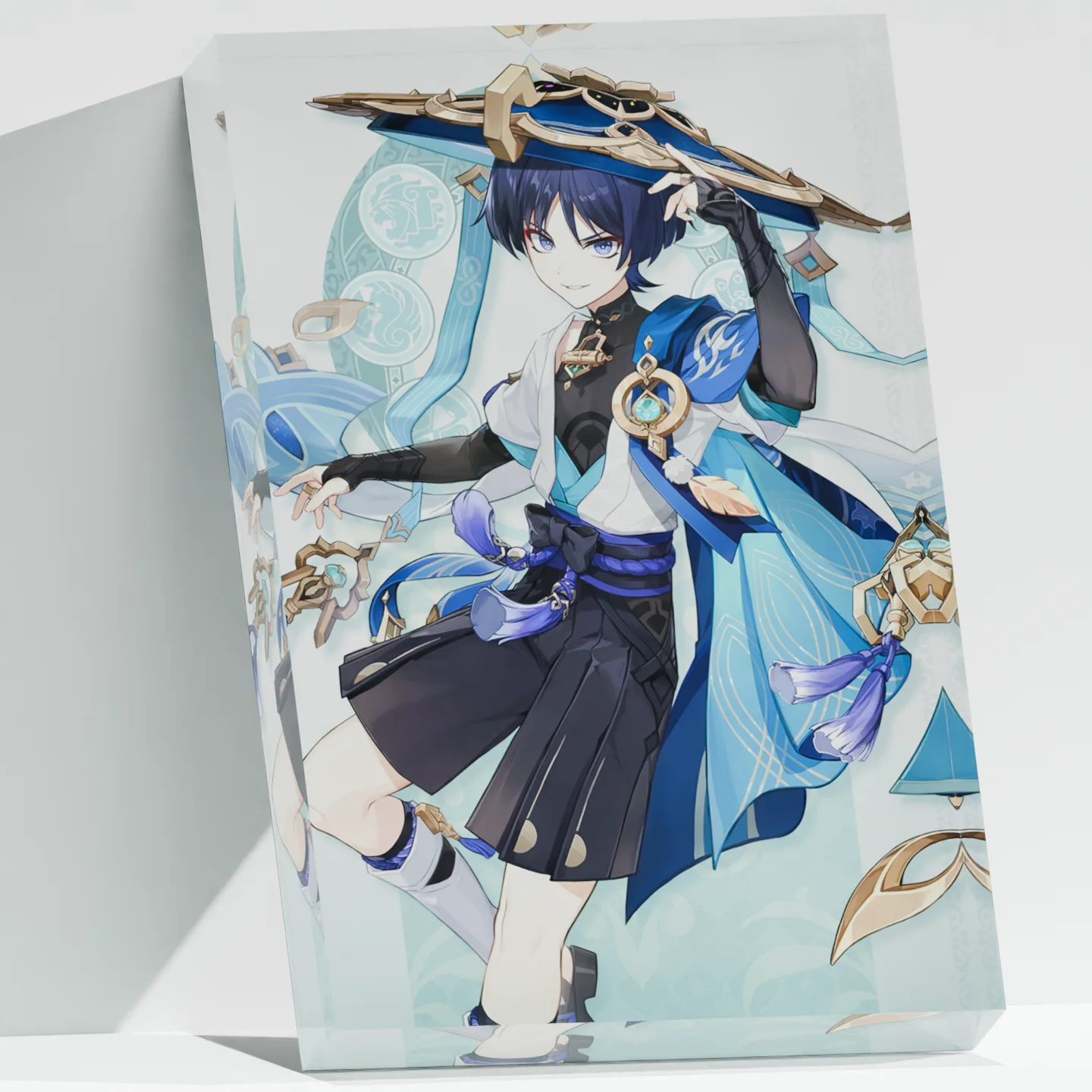 

Genshin Impact Wanderer Custom 3D Lucite Monument Scaramouche Anime Glass Block Print Your Art Husbando Desk Shrine Gift